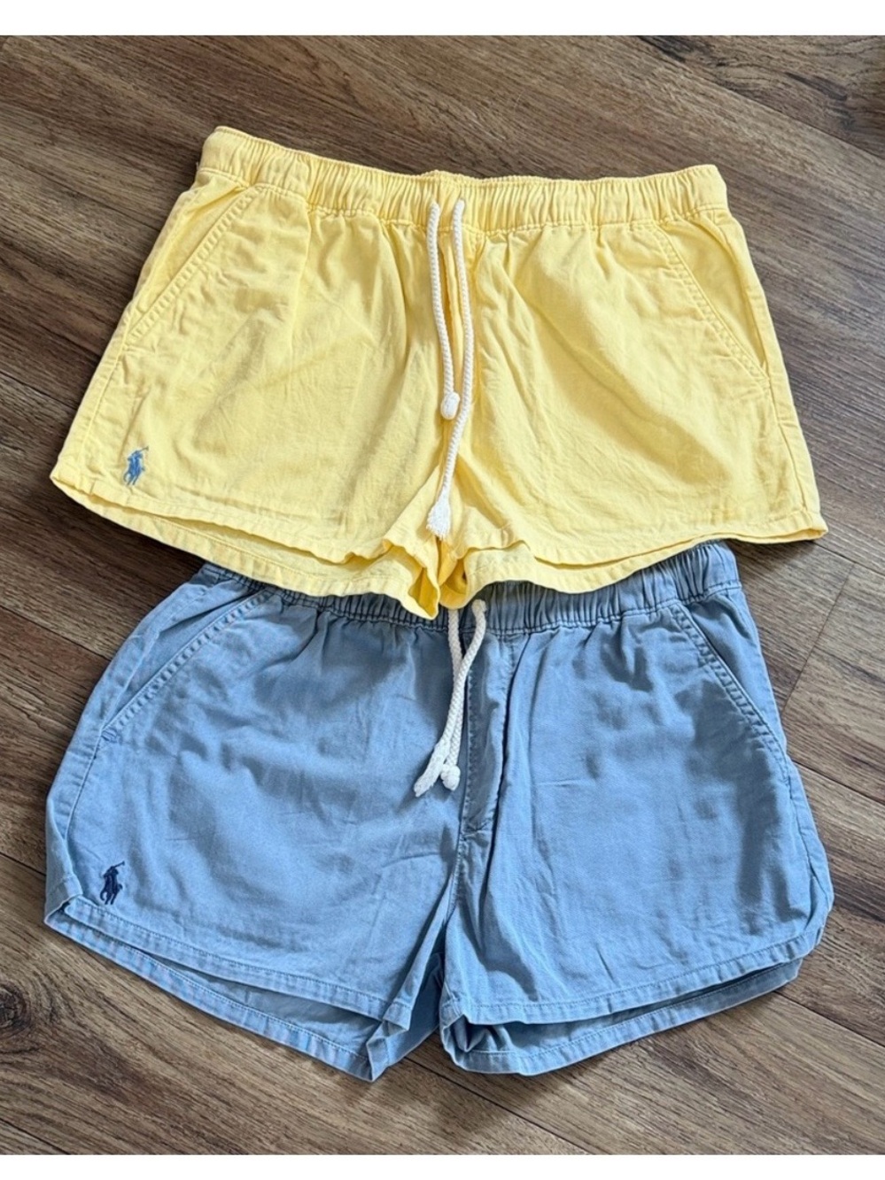 Polo by Ralph Lauren Yellow & Light Blue Women's Drawstring Athletic Shorts